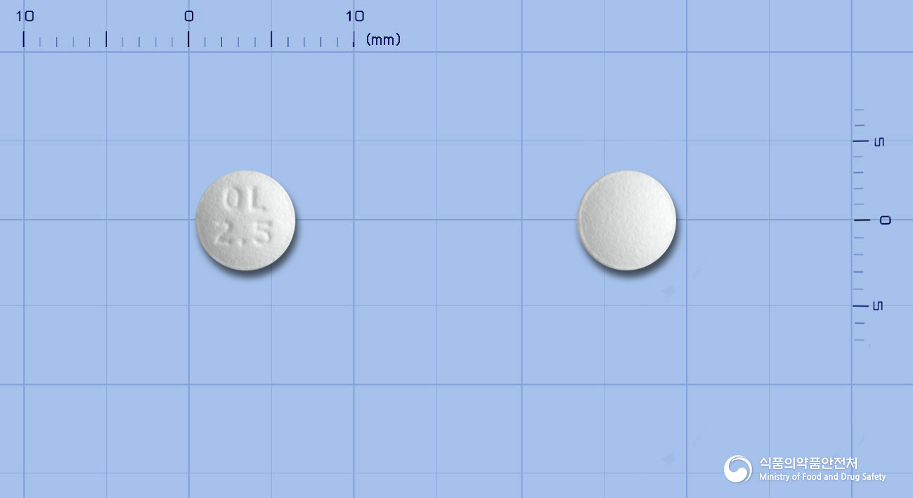 테바올란자핀정 2.5mg 알약 사진(식약처 낱알식별)