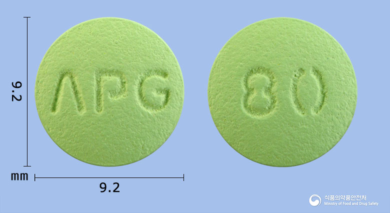 행맥정 80mg 알약 사진(식약처 낱알식별)