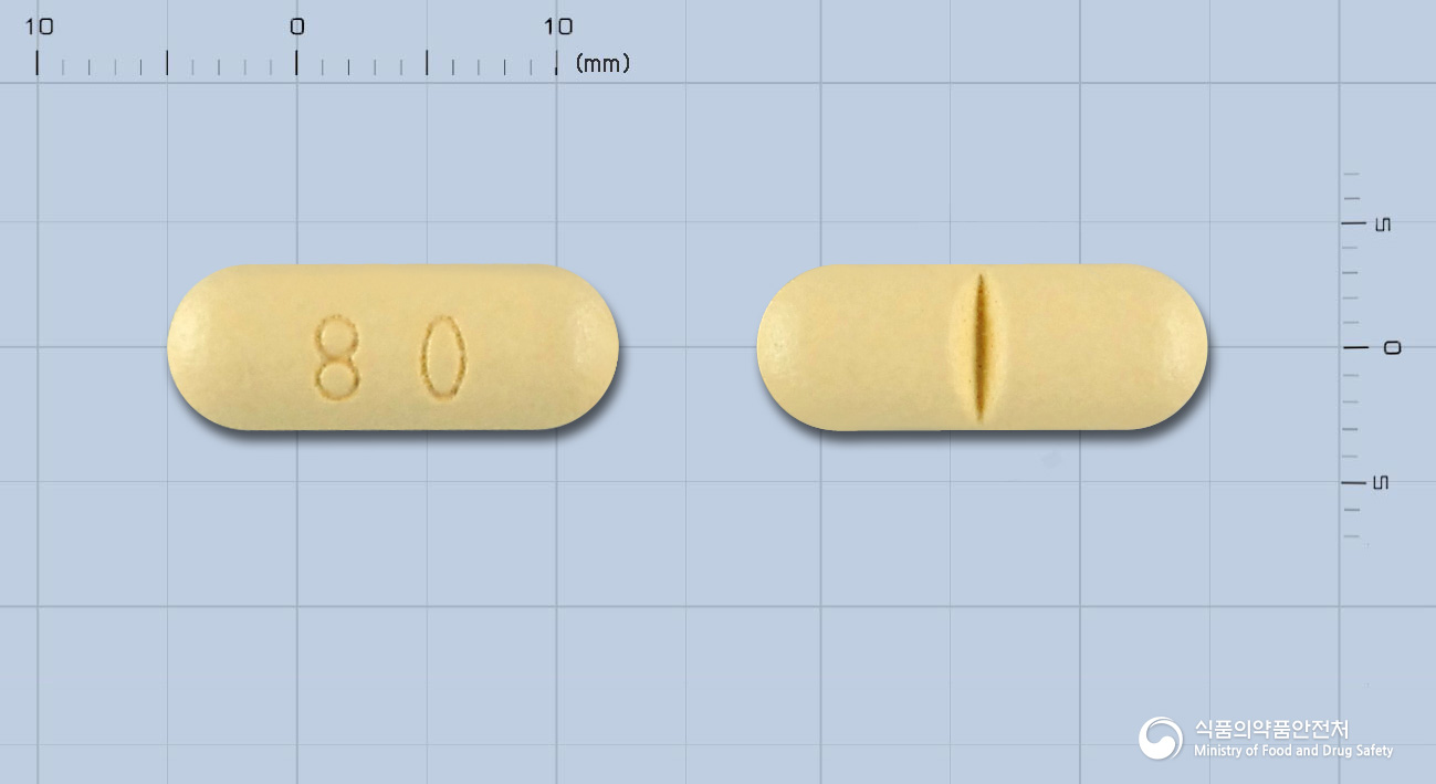 페브릭정 80mg 알약 사진(식약처 낱알식별)