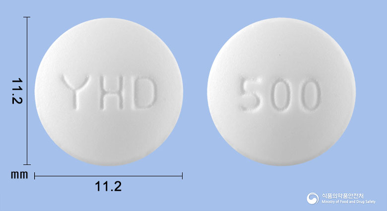 유한메트포르민염산염정 500mg 알약 사진(식약처 낱알식별)
