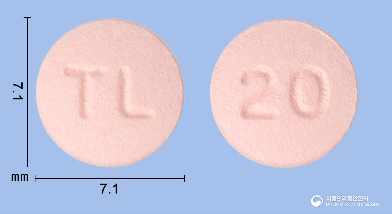 테네리틴정 20mg 알약 사진(식약처 낱알식별)