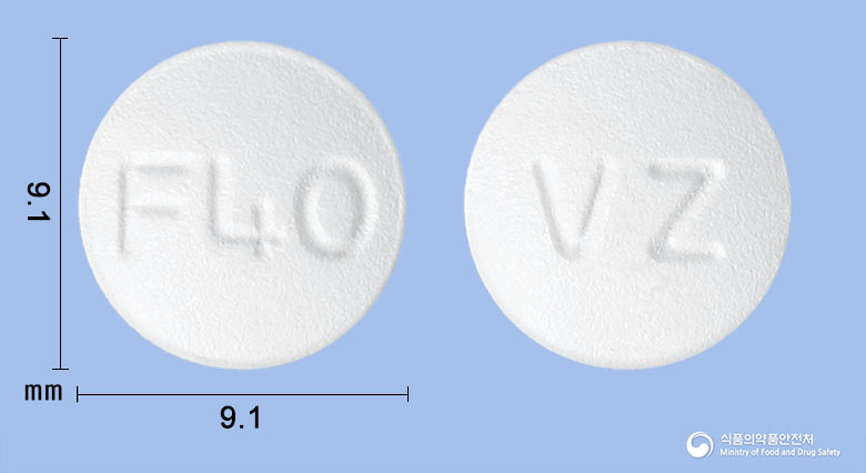 페북틴정 40mg 알약 사진(식약처 낱알식별)