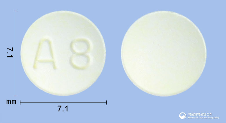 아젤블럭정 8mg 알약 사진(식약처 낱알식별)