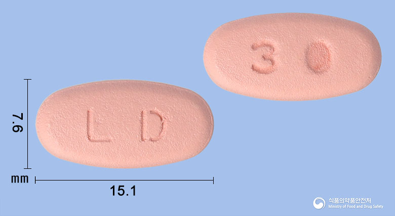 란탄듀오정 30/600mg 알약 사진(식약처 낱알식별)