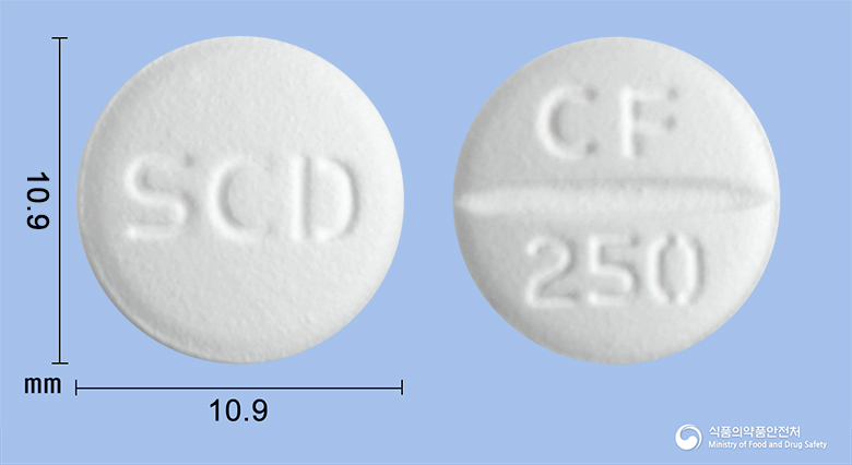 씨에프정 250mg 알약 사진(식약처 낱알식별)