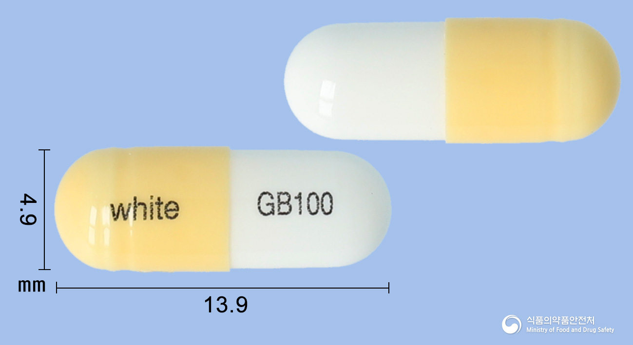 뉴펜틴캡슐 100mg 알약 사진(식약처 낱알식별)