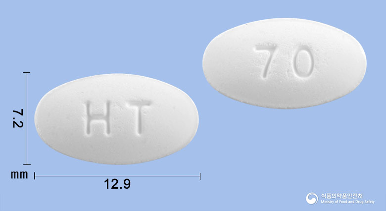 알레드론정 70mg 알약 사진(식약처 낱알식별)