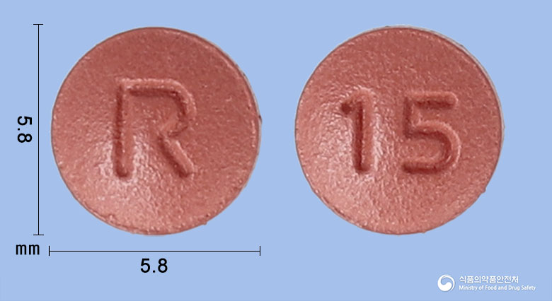 리넬토정 15mg 알약 사진(식약처 낱알식별)