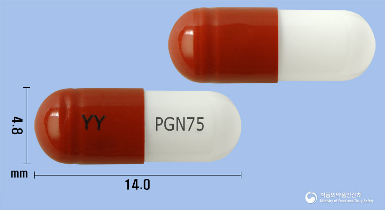 유로가바캡슐 75mg 알약 사진(식약처 낱알식별)