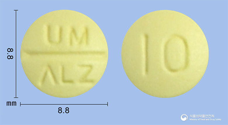 알츠머정 10mg 알약 사진(식약처 낱알식별)